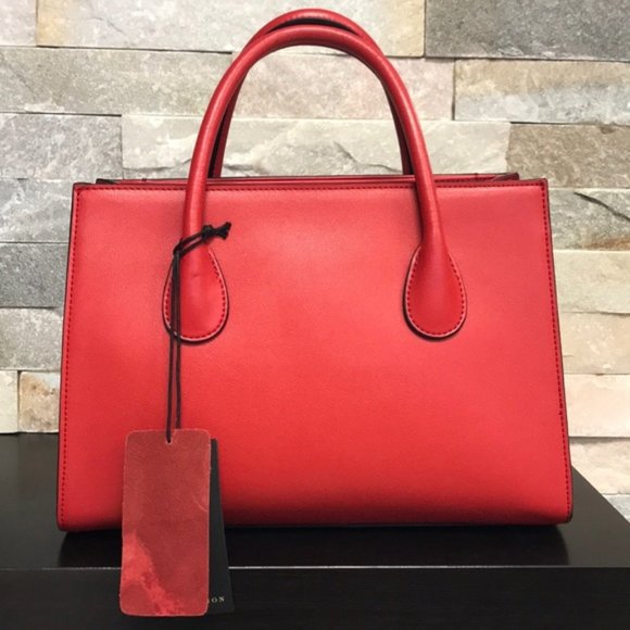 Celine Dion Octave Leather Satchel Red - Picture 10 of 12